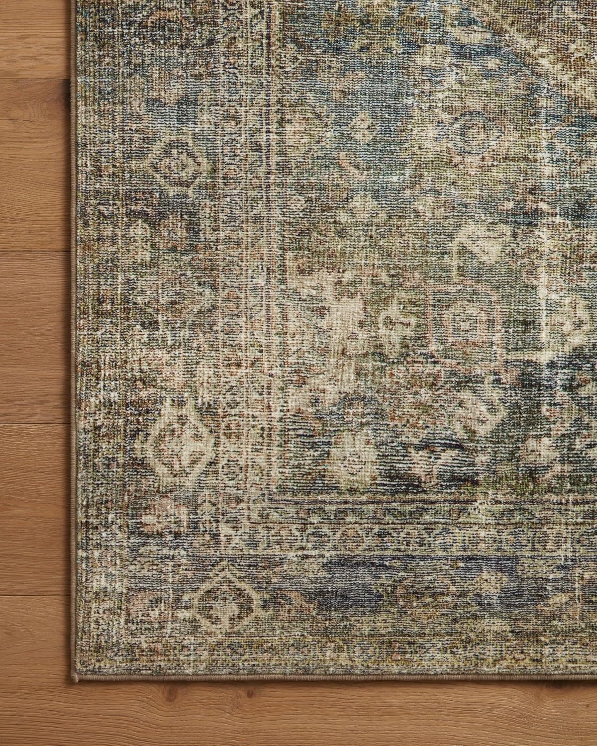 image:imageLoloi Amber Lewis Morgan Collection MOG03 DenimMulti 73 x 93 38 Thick Area Rug feat CloudPile Neutral Room Dcor Vintage Inspired Livingroom Bedroom Dining AreaSpice  Lagoon