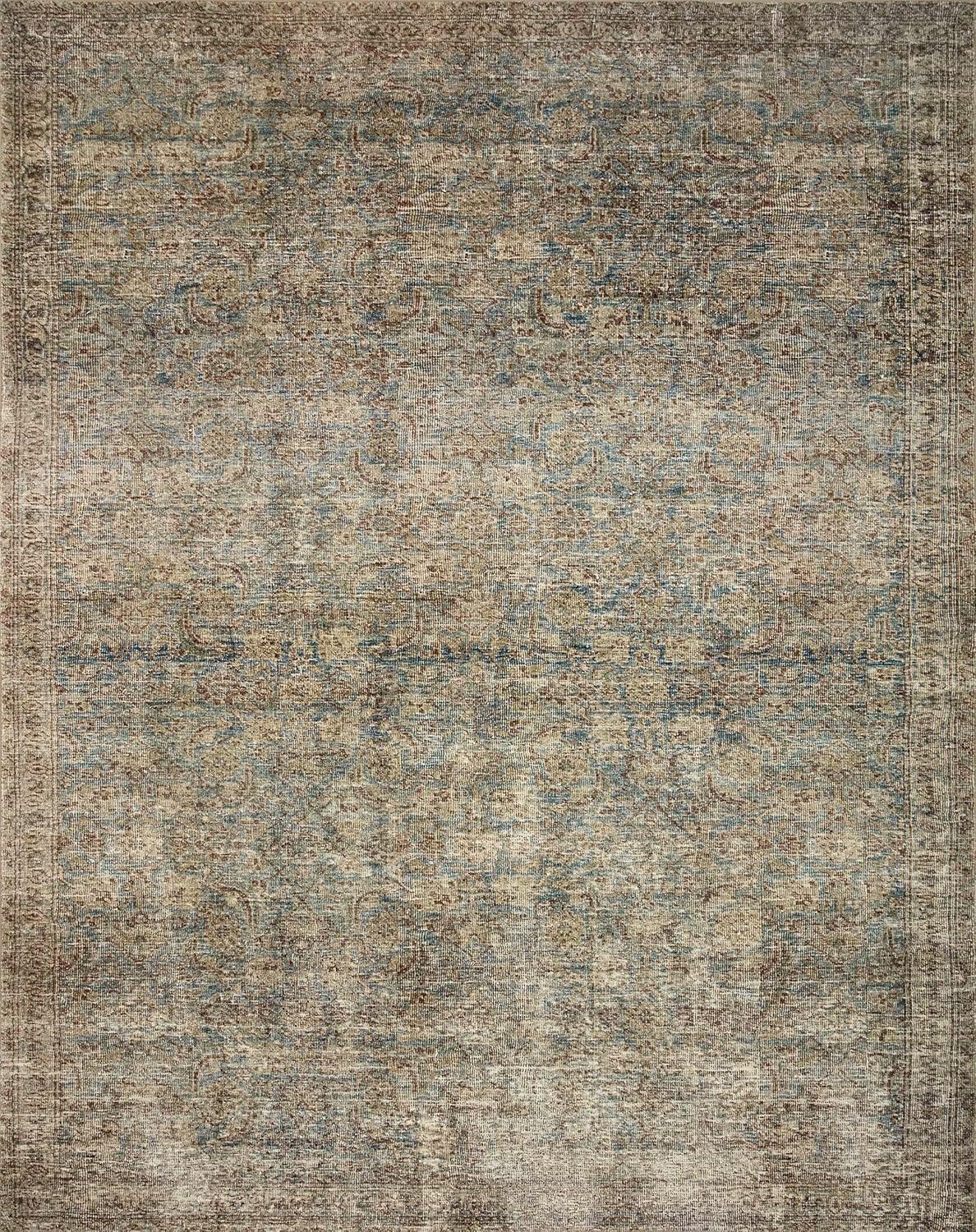 image:imageLoloi Amber Lewis Morgan Collection MOG03 DenimMulti 73 x 93 38 Thick Area Rug feat CloudPile Neutral Room Dcor Vintage Inspired Livingroom Bedroom Dining AreaSea  Sage