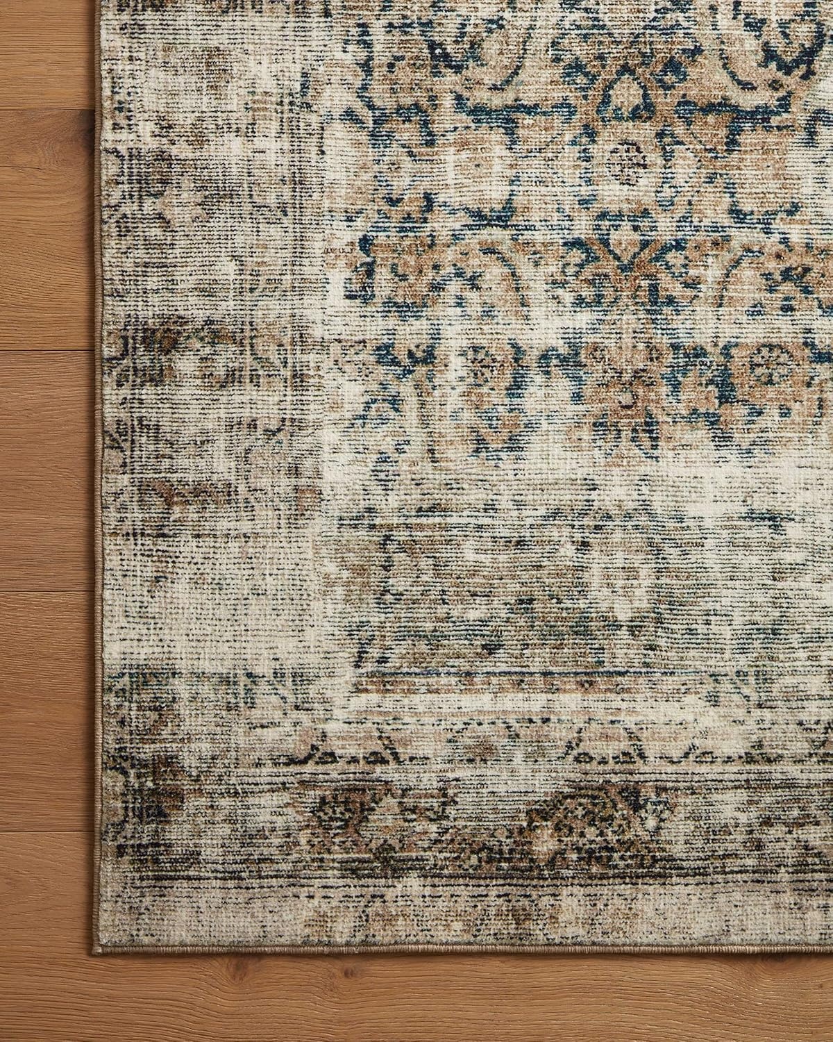 image:imageLoloi Amber Lewis Morgan Collection MOG03 DenimMulti 73 x 93 38 Thick Area Rug feat CloudPile Neutral Room Dcor Vintage Inspired Livingroom Bedroom Dining AreaNavy  Sand