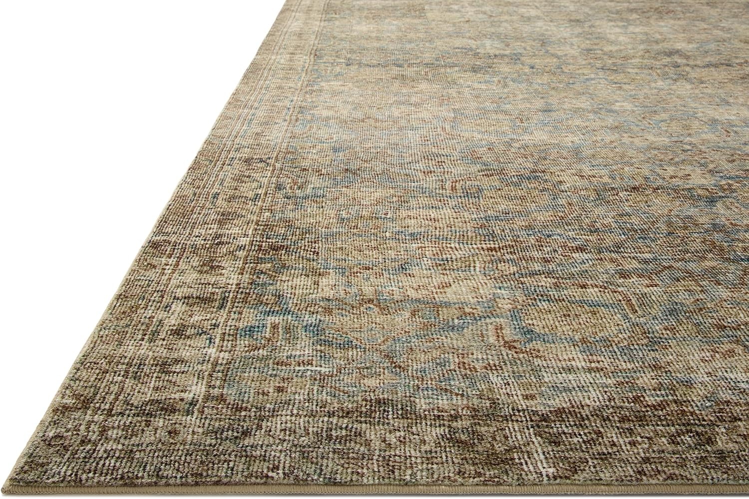 image:imageLoloi Amber Lewis Morgan Collection MOG03 DenimMulti 73 x 93 38 Thick Area Rug feat CloudPile Neutral Room Dcor Vintage Inspired Livingroom Bedroom Dining AreaSea  Sage