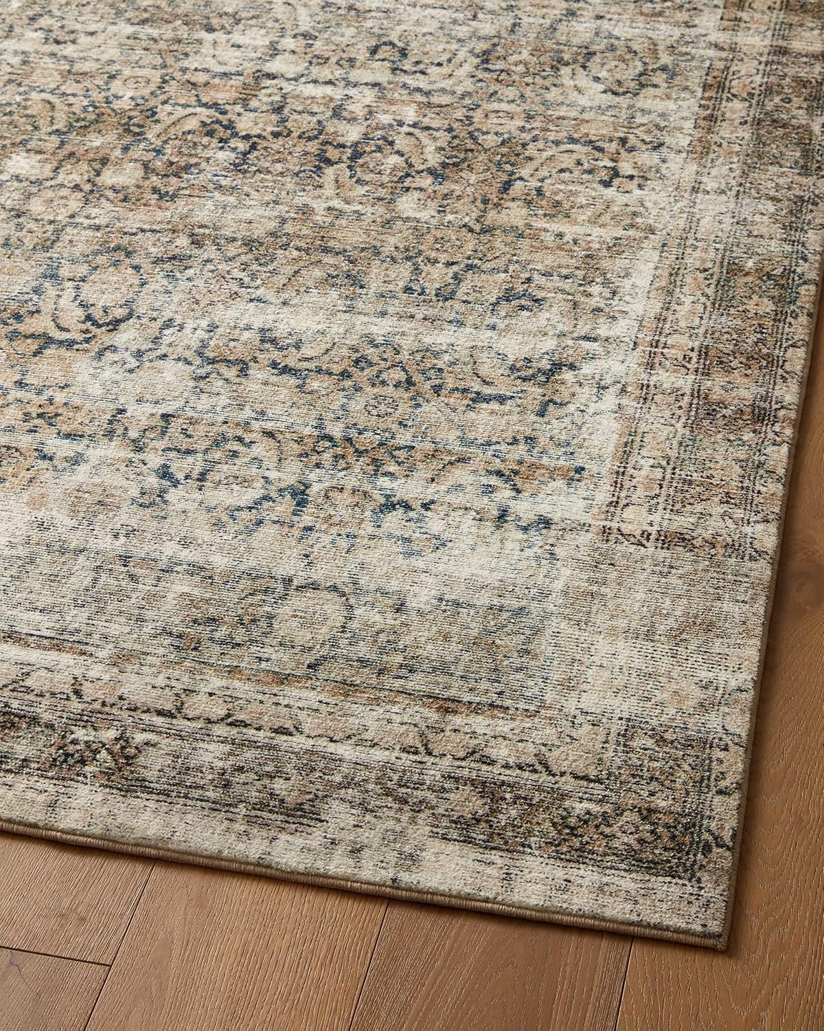 image:imageLoloi Amber Lewis Morgan Collection MOG03 DenimMulti 73 x 93 38 Thick Area Rug feat CloudPile Neutral Room Dcor Vintage Inspired Livingroom Bedroom Dining AreaNavy  Sand