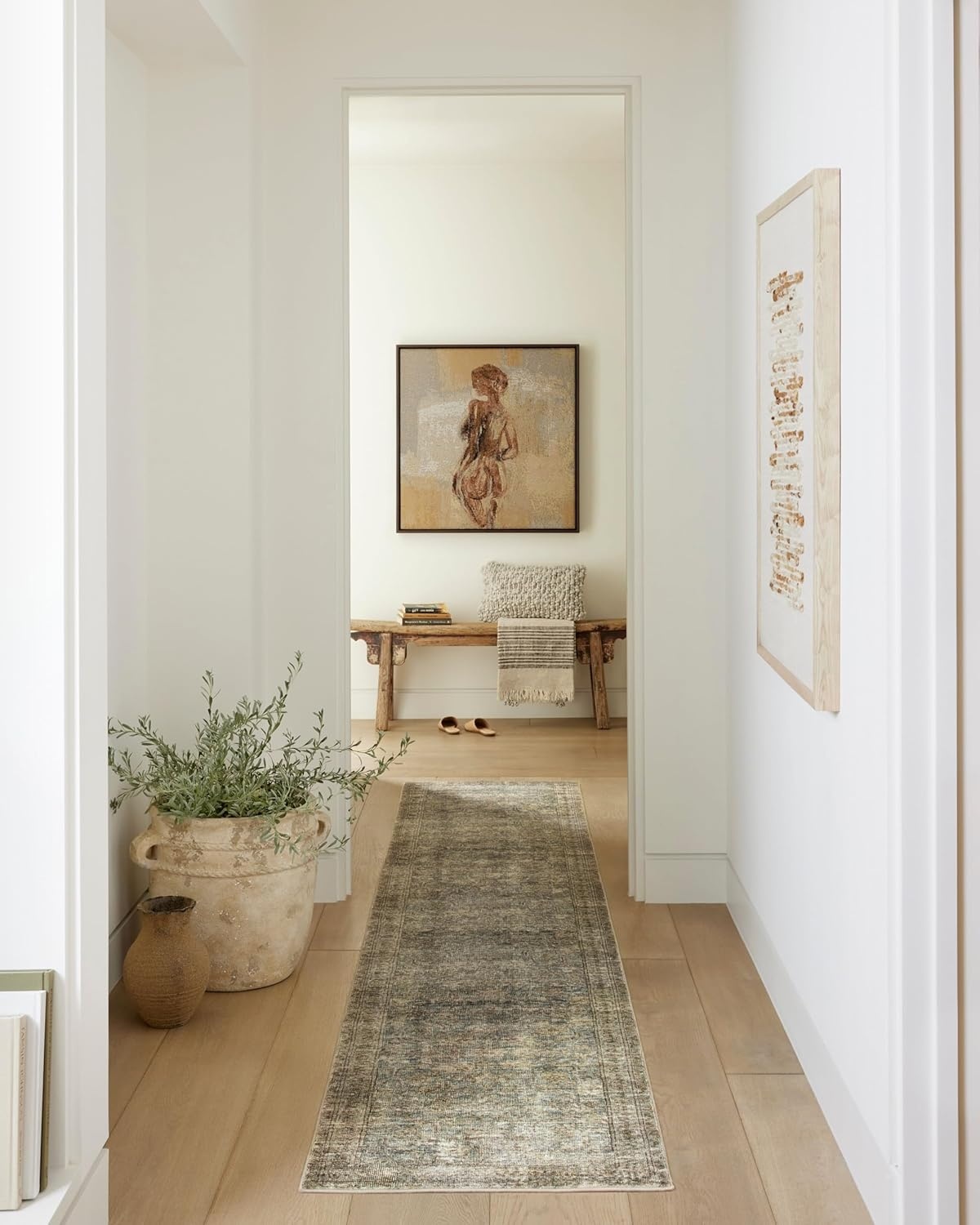 image:imageLoloi Amber Lewis Morgan Collection MOG03 DenimMulti 73 x 93 38 Thick Area Rug feat CloudPile Neutral Room Dcor Vintage Inspired Livingroom Bedroom Dining AreaSea  Sage