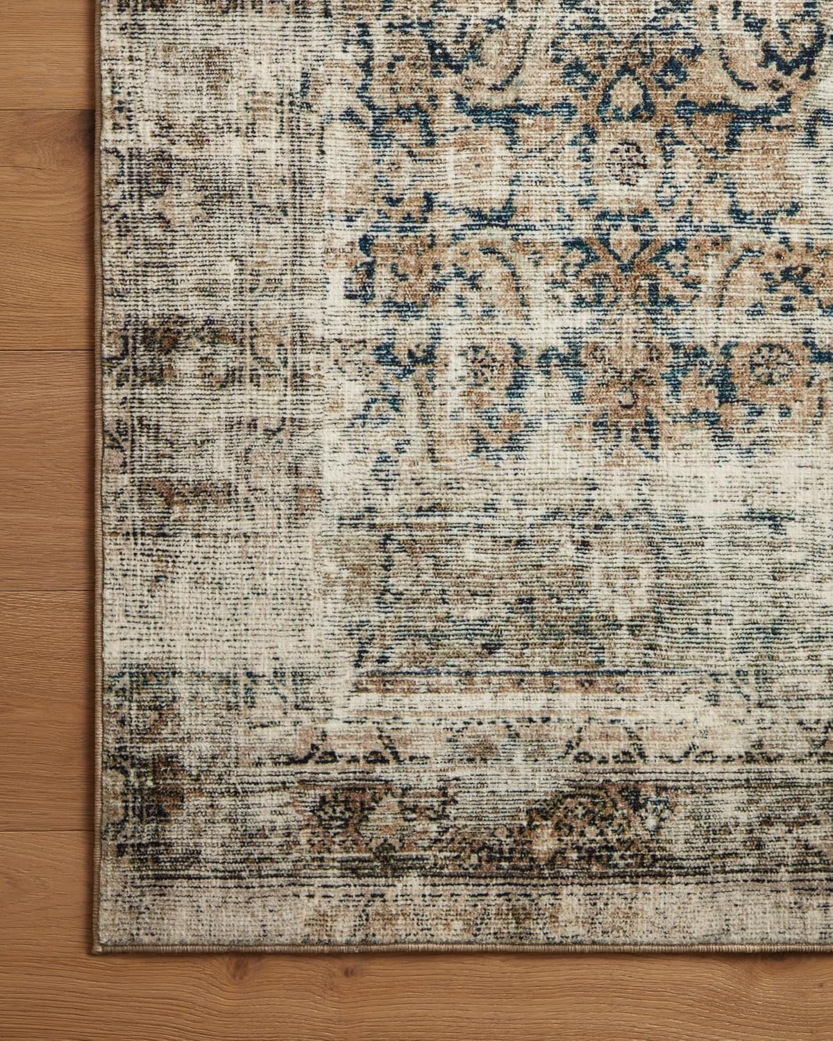 image:imageLoloi Amber Lewis Morgan Collection MOG03 DenimMulti 73 x 93 38 Thick Area Rug feat CloudPile Neutral Room Dcor Vintage Inspired Livingroom Bedroom Dining AreaNavy  Sand