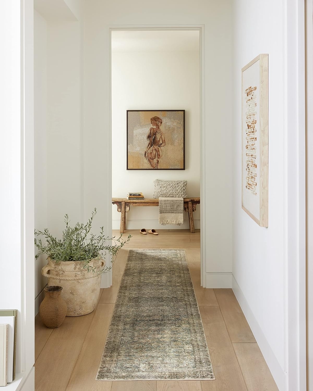 image:imageLoloi Amber Lewis Morgan Collection MOG03 DenimMulti 73 x 93 38 Thick Area Rug feat CloudPile Neutral Room Dcor Vintage Inspired Livingroom Bedroom Dining AreaSea  Sage