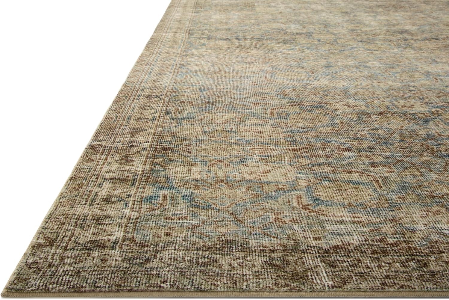 image:imageLoloi Amber Lewis Morgan Collection MOG03 DenimMulti 73 x 93 38 Thick Area Rug feat CloudPile Neutral Room Dcor Vintage Inspired Livingroom Bedroom Dining AreaSea  Sage