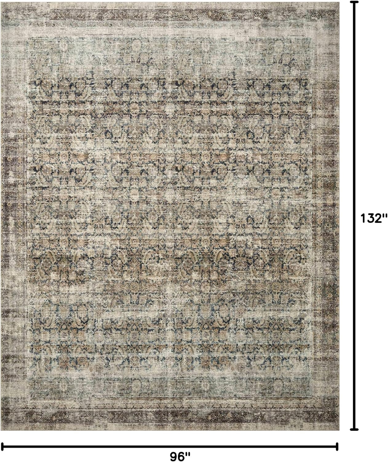 image:imageLoloi Amber Lewis Morgan Collection MOG03 DenimMulti 73 x 93 38 Thick Area Rug feat CloudPile Neutral Room Dcor Vintage Inspired Livingroom Bedroom Dining AreaNavy  Sand