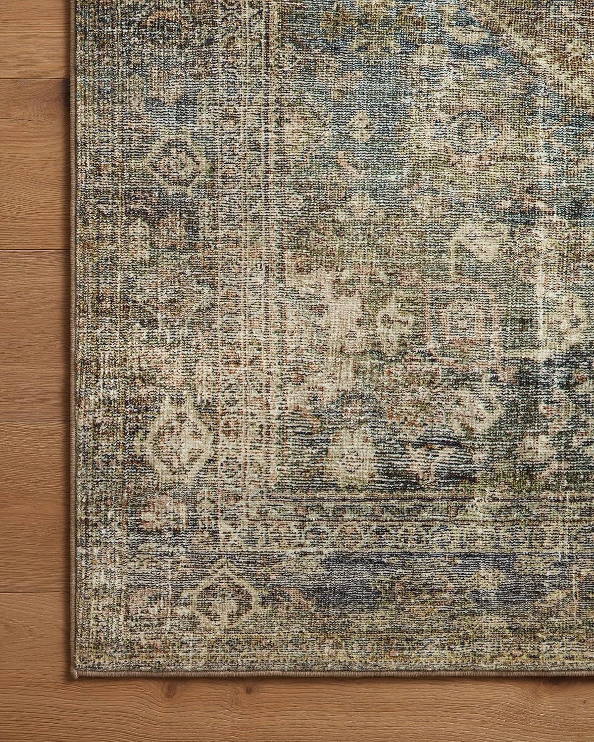 image:imageLoloi Amber Lewis Morgan Collection MOG03 DenimMulti 73 x 93 38 Thick Area Rug feat CloudPile Neutral Room Dcor Vintage Inspired Livingroom Bedroom Dining AreaSpice  Lagoon