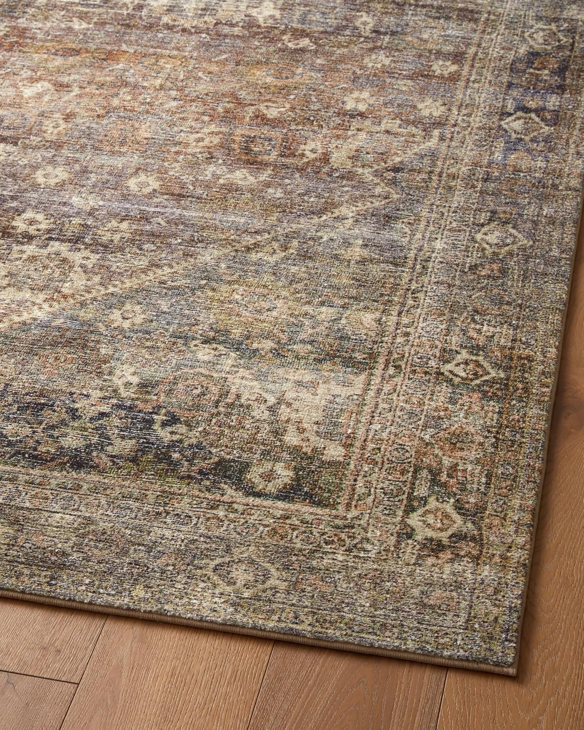 image:imageLoloi Amber Lewis Morgan Collection MOG03 DenimMulti 73 x 93 38 Thick Area Rug feat CloudPile Neutral Room Dcor Vintage Inspired Livingroom Bedroom Dining AreaSpice  Lagoon
