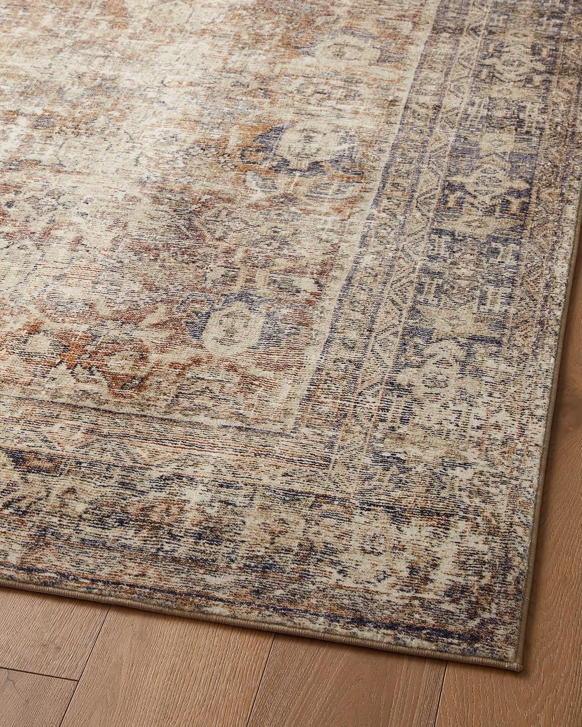 image:imageLoloi Amber Lewis Morgan Collection MOG03 DenimMulti 73 x 93 38 Thick Area Rug feat CloudPile Neutral Room Dcor Vintage Inspired Livingroom Bedroom Dining AreaSunset  Ink
