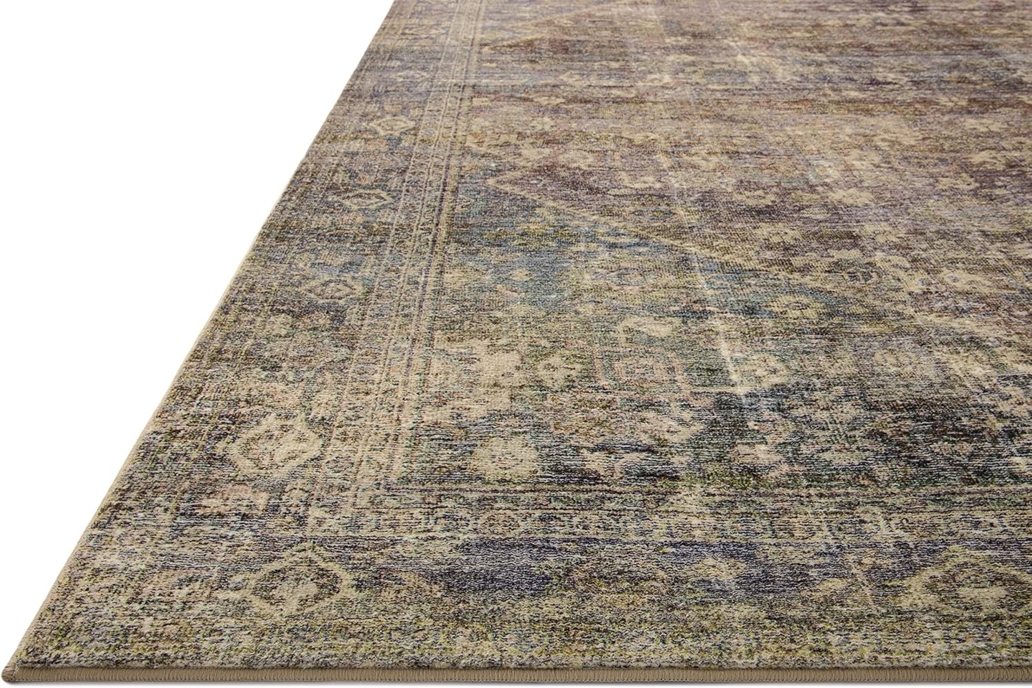 image:imageLoloi Amber Lewis Morgan Collection MOG03 DenimMulti 73 x 93 38 Thick Area Rug feat CloudPile Neutral Room Dcor Vintage Inspired Livingroom Bedroom Dining AreaSpice  Lagoon