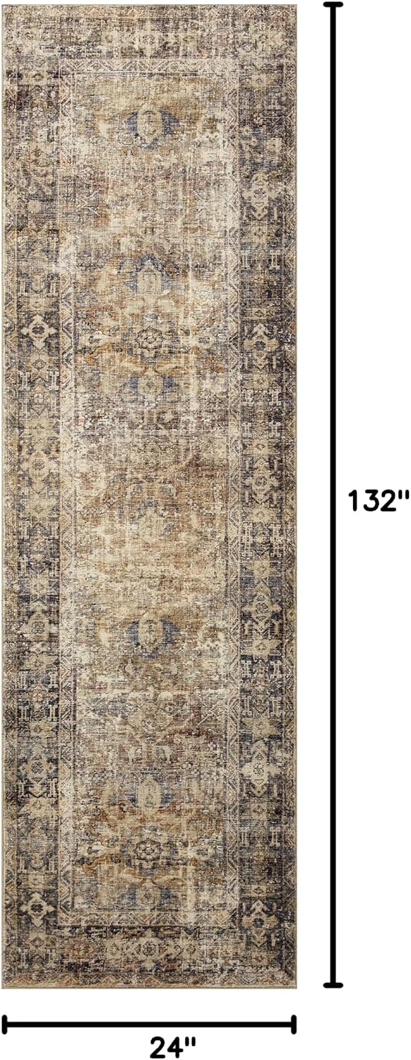 image:imageLoloi Amber Lewis Morgan Collection MOG03 DenimMulti 73 x 93 38 Thick Area Rug feat CloudPile Neutral Room Dcor Vintage Inspired Livingroom Bedroom Dining AreaSunset  Ink