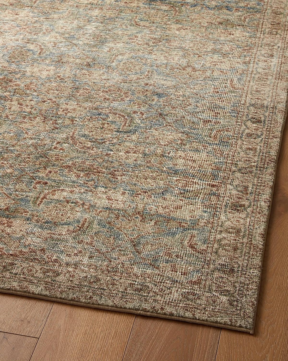 image:imageLoloi Amber Lewis Morgan Collection MOG03 DenimMulti 73 x 93 38 Thick Area Rug feat CloudPile Neutral Room Dcor Vintage Inspired Livingroom Bedroom Dining AreaSea  Sage