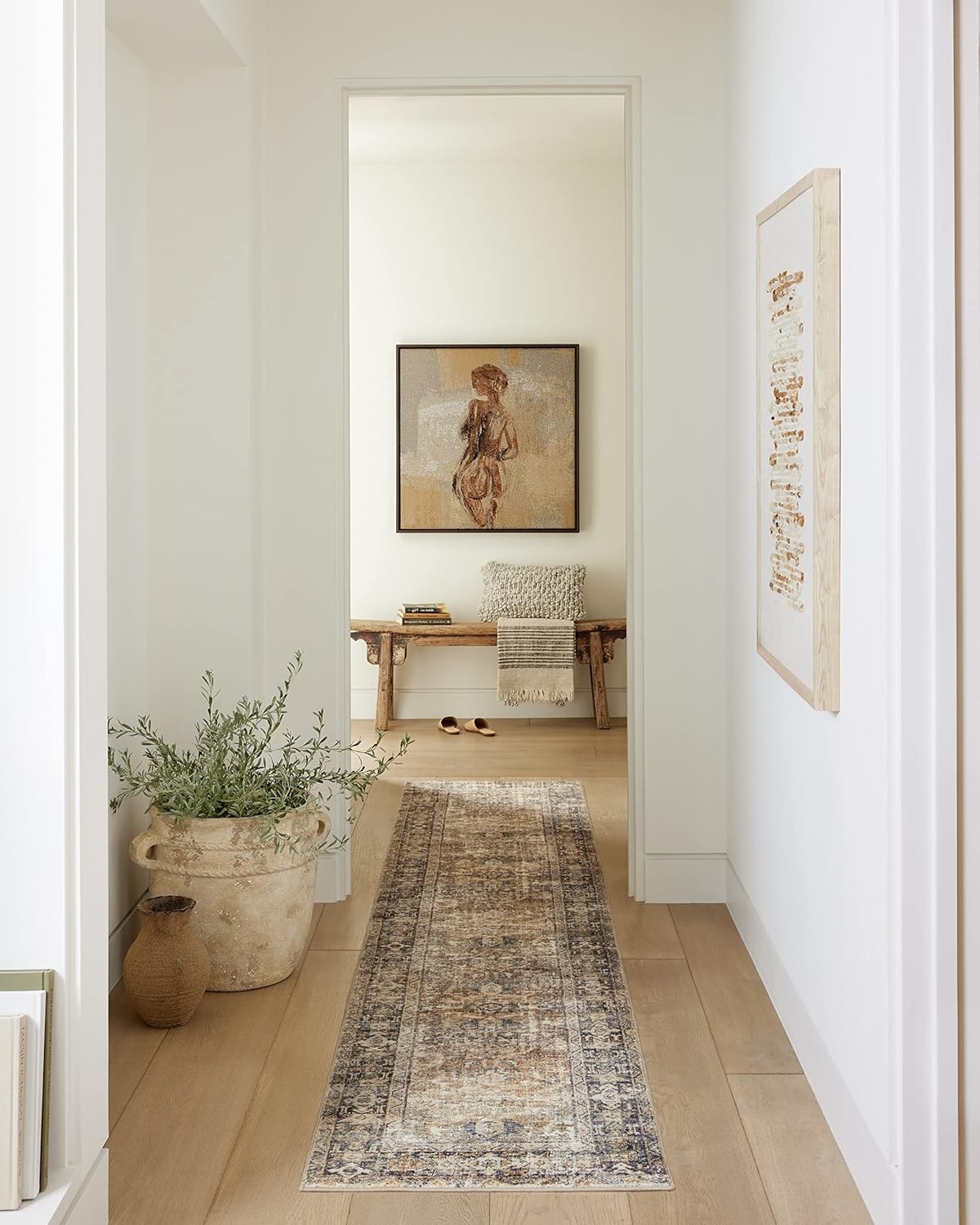 image:imageLoloi Amber Lewis Morgan Collection MOG03 DenimMulti 73 x 93 38 Thick Area Rug feat CloudPile Neutral Room Dcor Vintage Inspired Livingroom Bedroom Dining AreaSunset  Ink