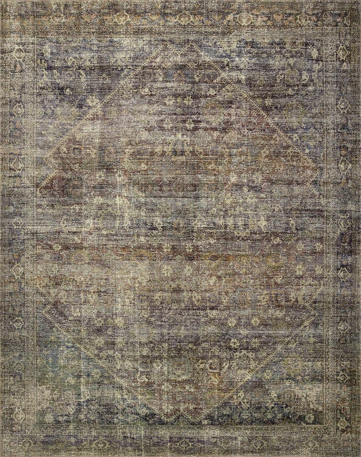 image:imageLoloi Amber Lewis Morgan Collection MOG03 DenimMulti 73 x 93 38 Thick Area Rug feat CloudPile Neutral Room Dcor Vintage Inspired Livingroom Bedroom Dining AreaSpice  Lagoon