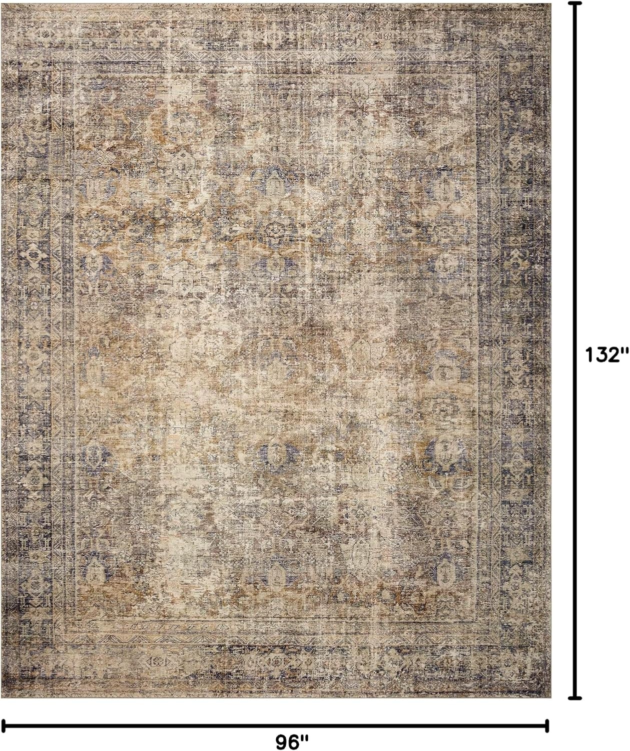 image:imageLoloi Amber Lewis Morgan Collection MOG03 DenimMulti 73 x 93 38 Thick Area Rug feat CloudPile Neutral Room Dcor Vintage Inspired Livingroom Bedroom Dining AreaSunset  Ink