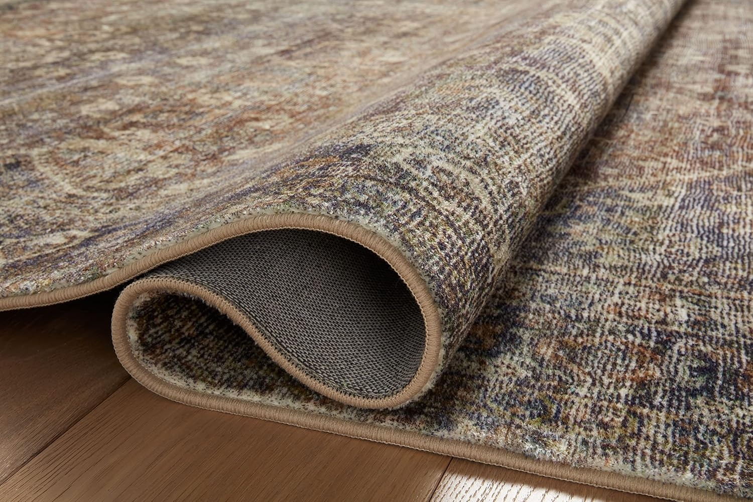 image:imageLoloi Amber Lewis Morgan Collection MOG03 DenimMulti 73 x 93 38 Thick Area Rug feat CloudPile Neutral Room Dcor Vintage Inspired Livingroom Bedroom Dining AreaSpice  Lagoon