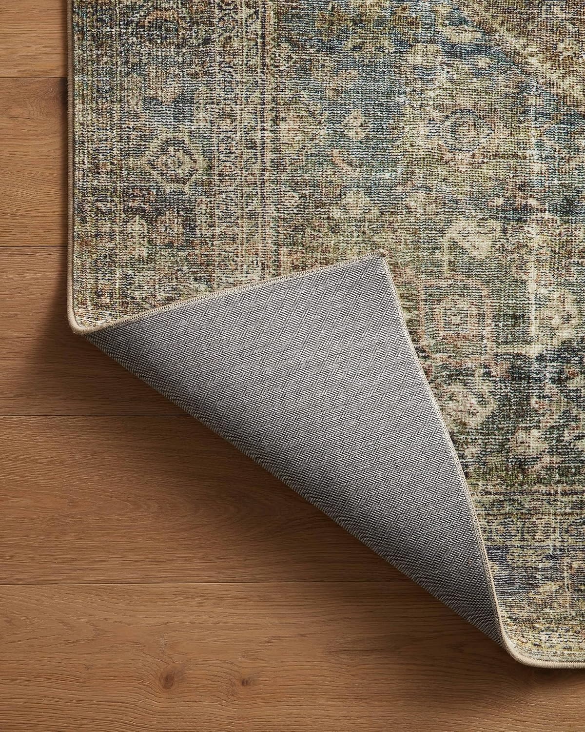 image:imageLoloi Amber Lewis Morgan Collection MOG03 DenimMulti 73 x 93 38 Thick Area Rug feat CloudPile Neutral Room Dcor Vintage Inspired Livingroom Bedroom Dining AreaSpice  Lagoon