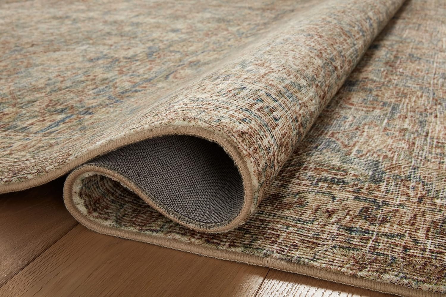 image:imageLoloi Amber Lewis Morgan Collection MOG03 DenimMulti 73 x 93 38 Thick Area Rug feat CloudPile Neutral Room Dcor Vintage Inspired Livingroom Bedroom Dining AreaSea  Sage