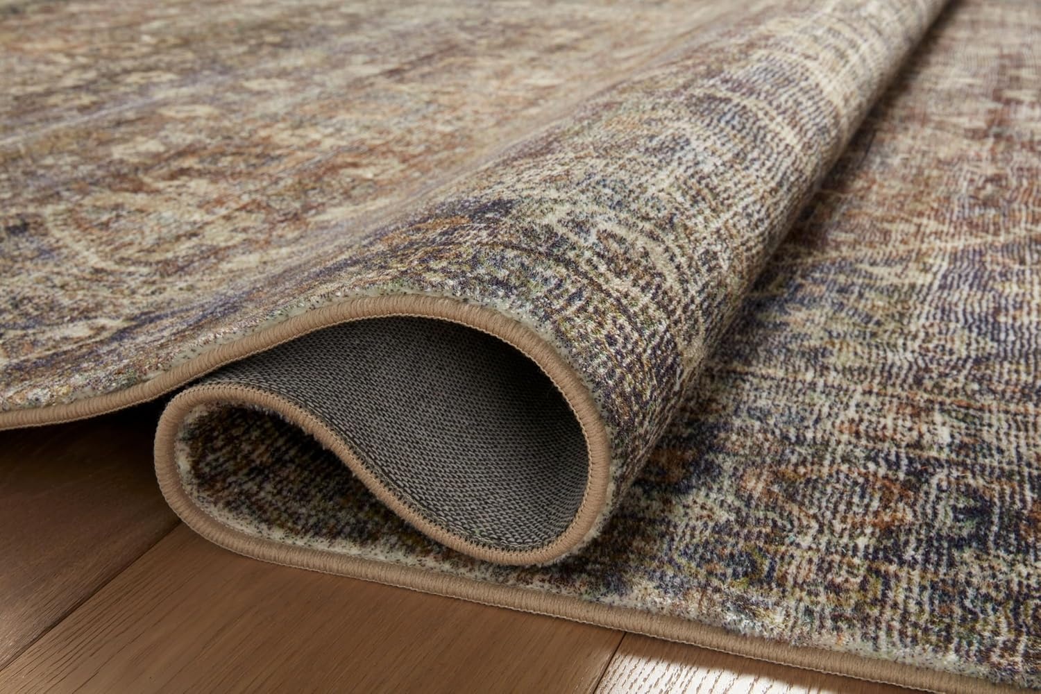 image:imageLoloi Amber Lewis Morgan Collection MOG03 DenimMulti 73 x 93 38 Thick Area Rug feat CloudPile Neutral Room Dcor Vintage Inspired Livingroom Bedroom Dining AreaSpice  Lagoon