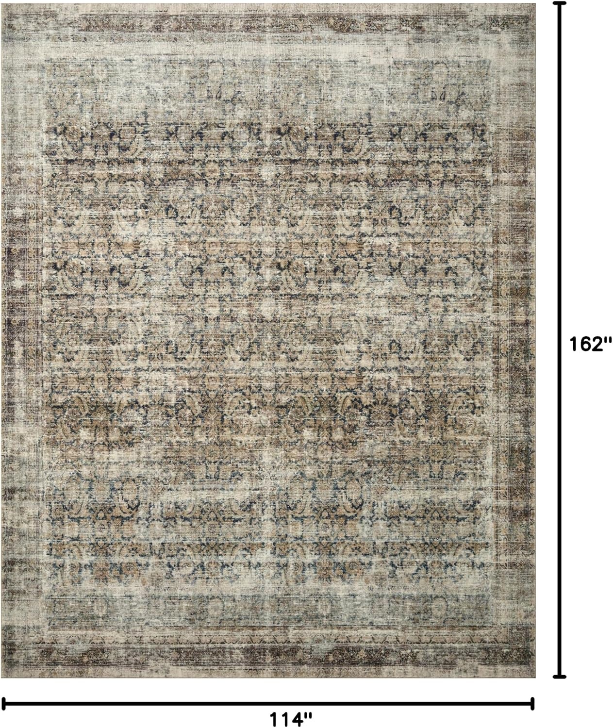 image:imageLoloi Amber Lewis Morgan Collection MOG03 DenimMulti 73 x 93 38 Thick Area Rug feat CloudPile Neutral Room Dcor Vintage Inspired Livingroom Bedroom Dining AreaNavy  Sand
