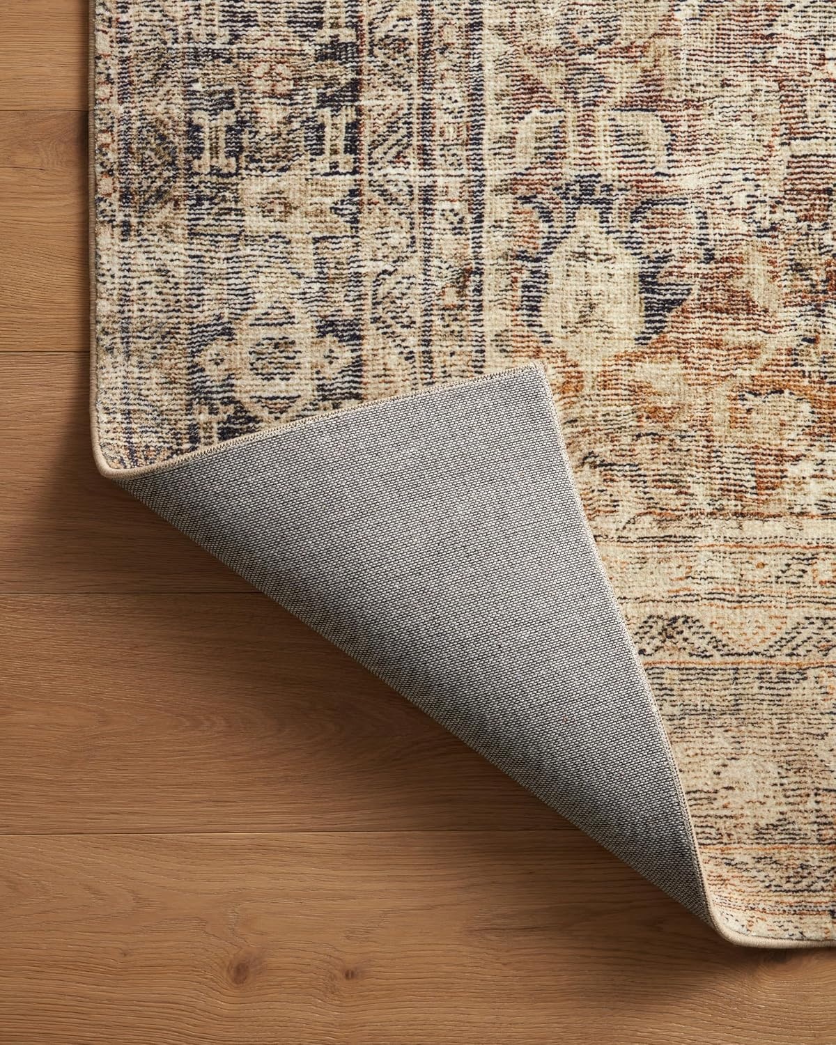 image:imageLoloi Amber Lewis Morgan Collection MOG03 DenimMulti 73 x 93 38 Thick Area Rug feat CloudPile Neutral Room Dcor Vintage Inspired Livingroom Bedroom Dining AreaSunset  Ink