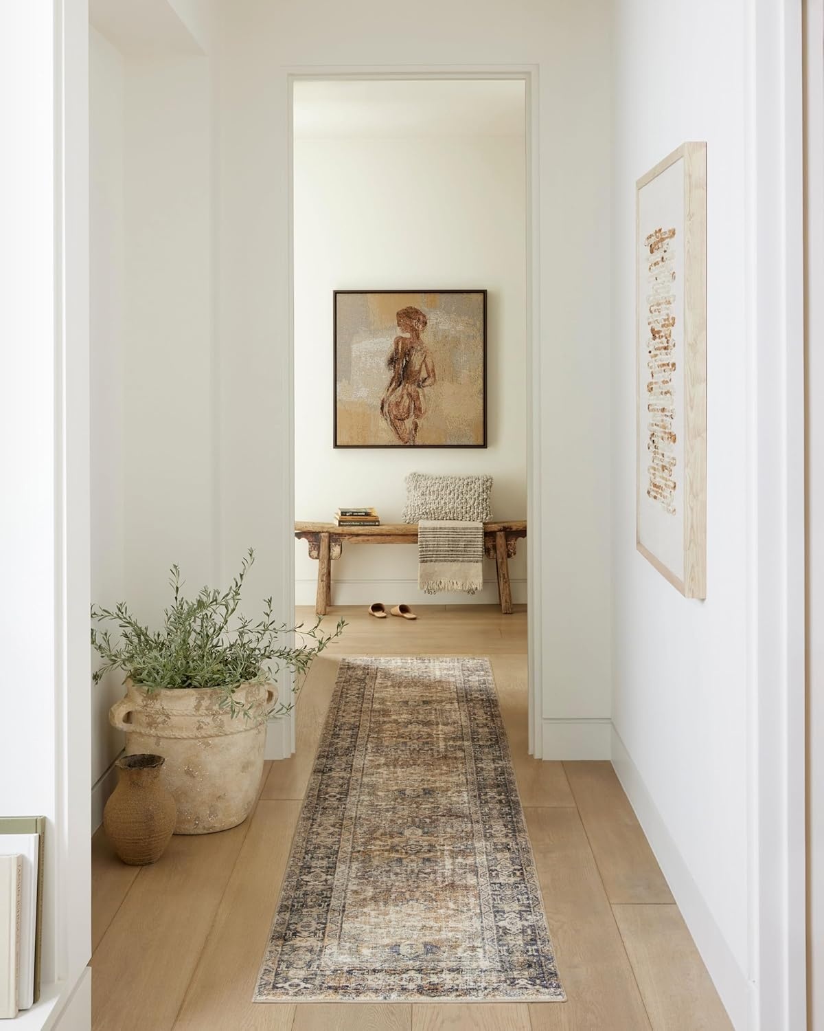 image:imageLoloi Amber Lewis Morgan Collection MOG03 DenimMulti 73 x 93 38 Thick Area Rug feat CloudPile Neutral Room Dcor Vintage Inspired Livingroom Bedroom Dining AreaSunset  Ink