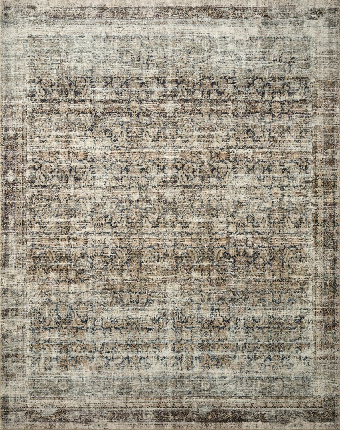 image:imageLoloi Amber Lewis Morgan Collection MOG03 DenimMulti 73 x 93 38 Thick Area Rug feat CloudPile Neutral Room Dcor Vintage Inspired Livingroom Bedroom Dining AreaNavy  Sand