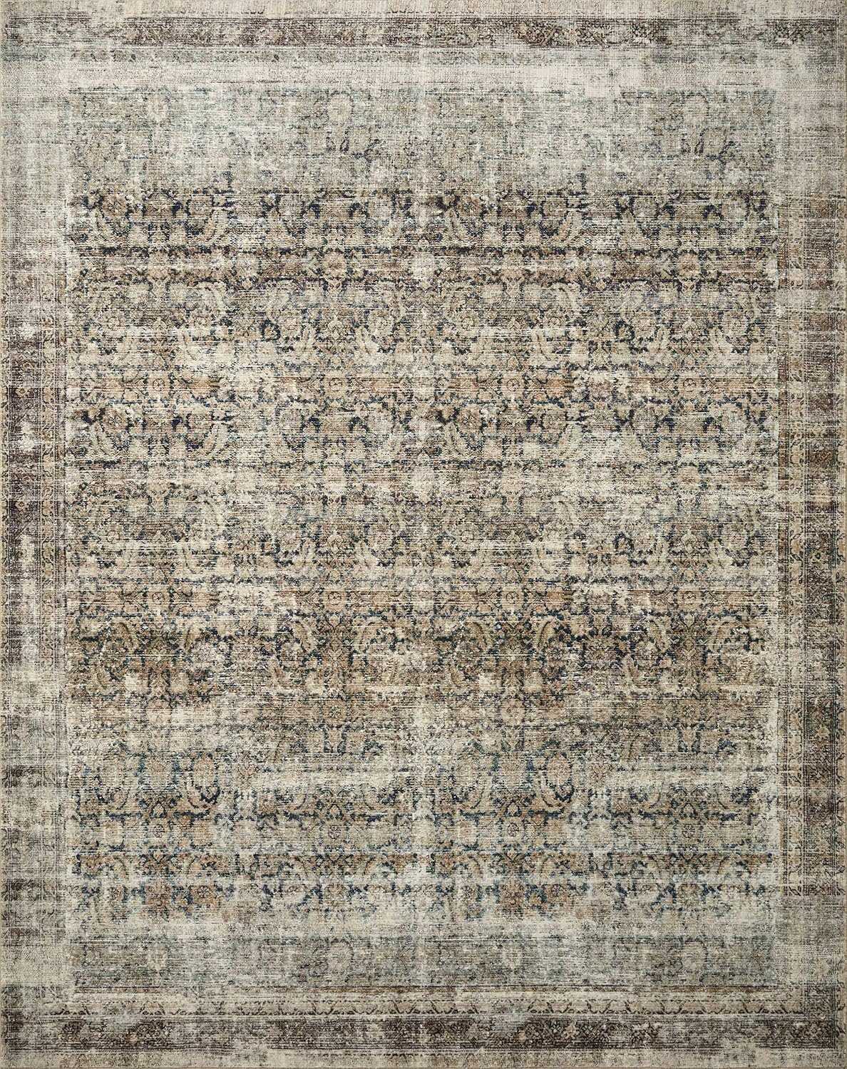 image:imageLoloi Amber Lewis Morgan Collection MOG03 DenimMulti 73 x 93 38 Thick Area Rug feat CloudPile Neutral Room Dcor Vintage Inspired Livingroom Bedroom Dining AreaNavy  Sand