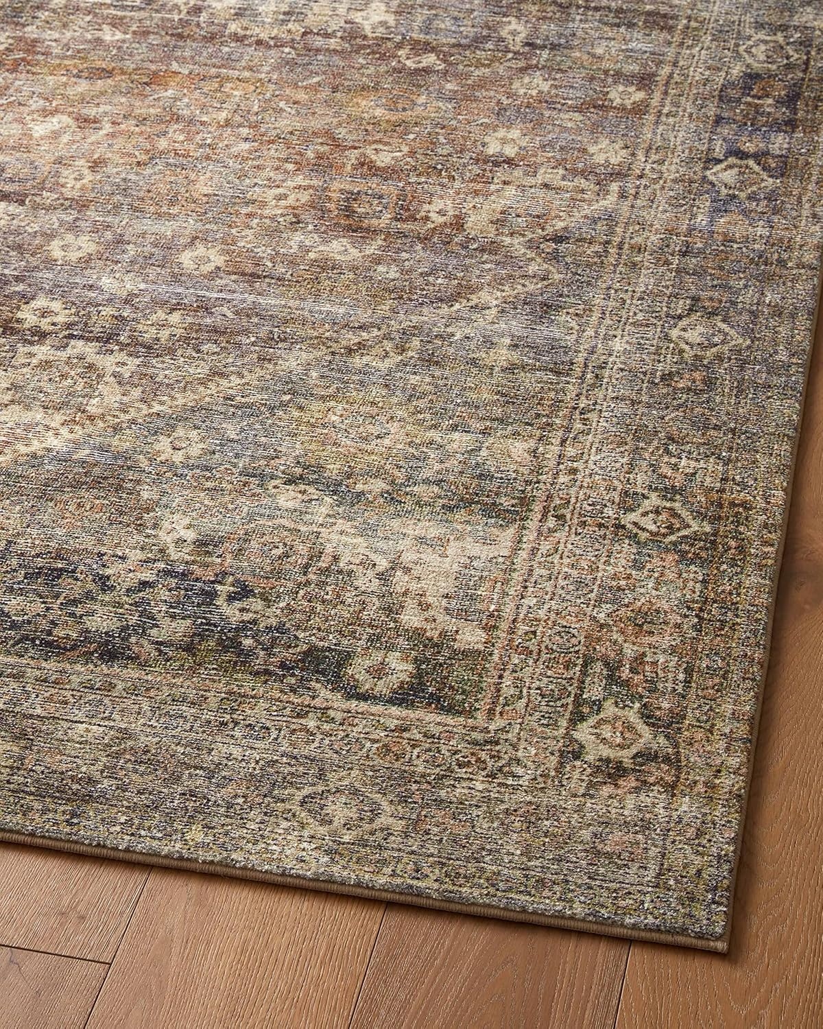 image:imageLoloi Amber Lewis Morgan Collection MOG03 DenimMulti 73 x 93 38 Thick Area Rug feat CloudPile Neutral Room Dcor Vintage Inspired Livingroom Bedroom Dining AreaSpice  Lagoon