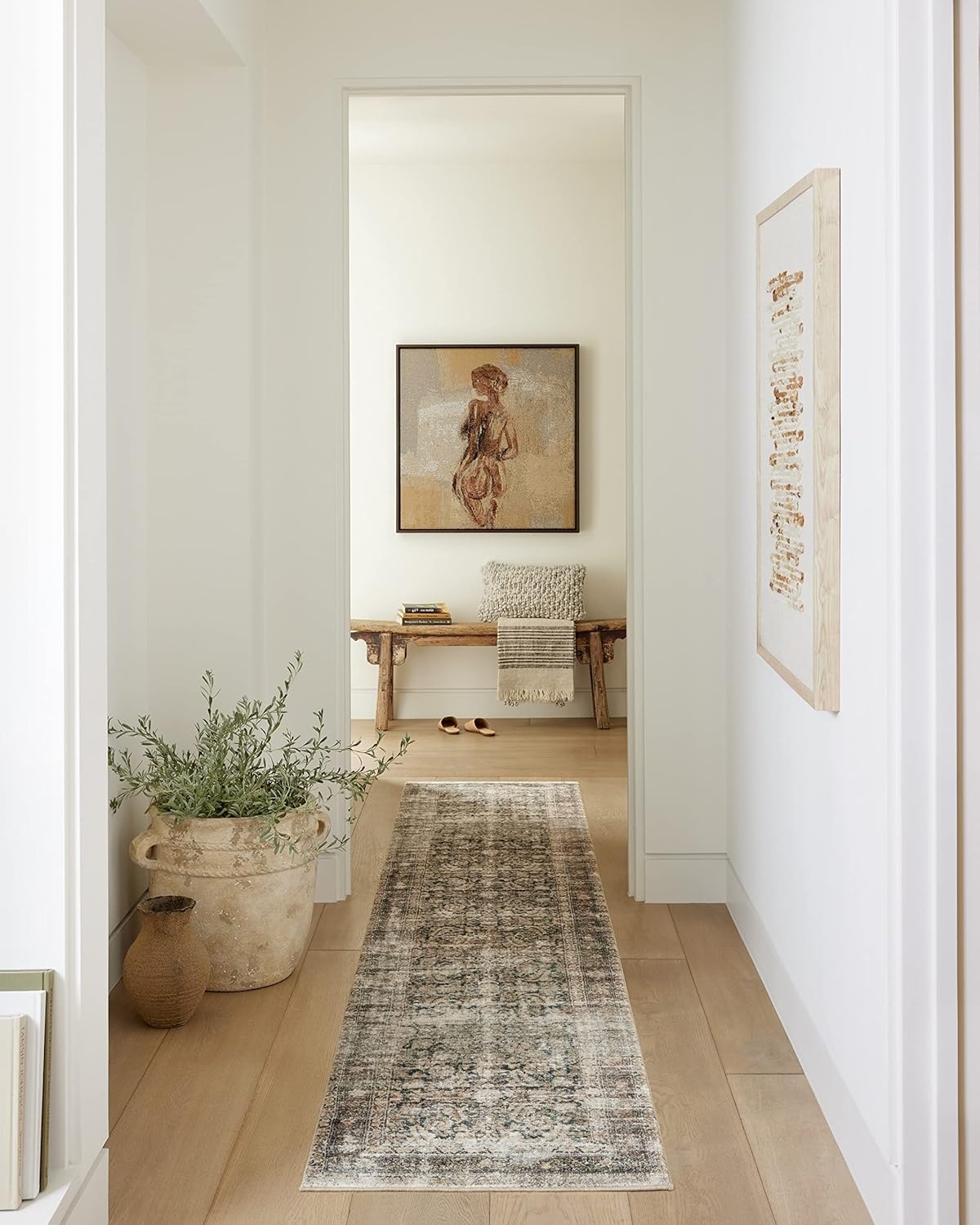 image:imageLoloi Amber Lewis Morgan Collection MOG03 DenimMulti 73 x 93 38 Thick Area Rug feat CloudPile Neutral Room Dcor Vintage Inspired Livingroom Bedroom Dining AreaNavy  Sand