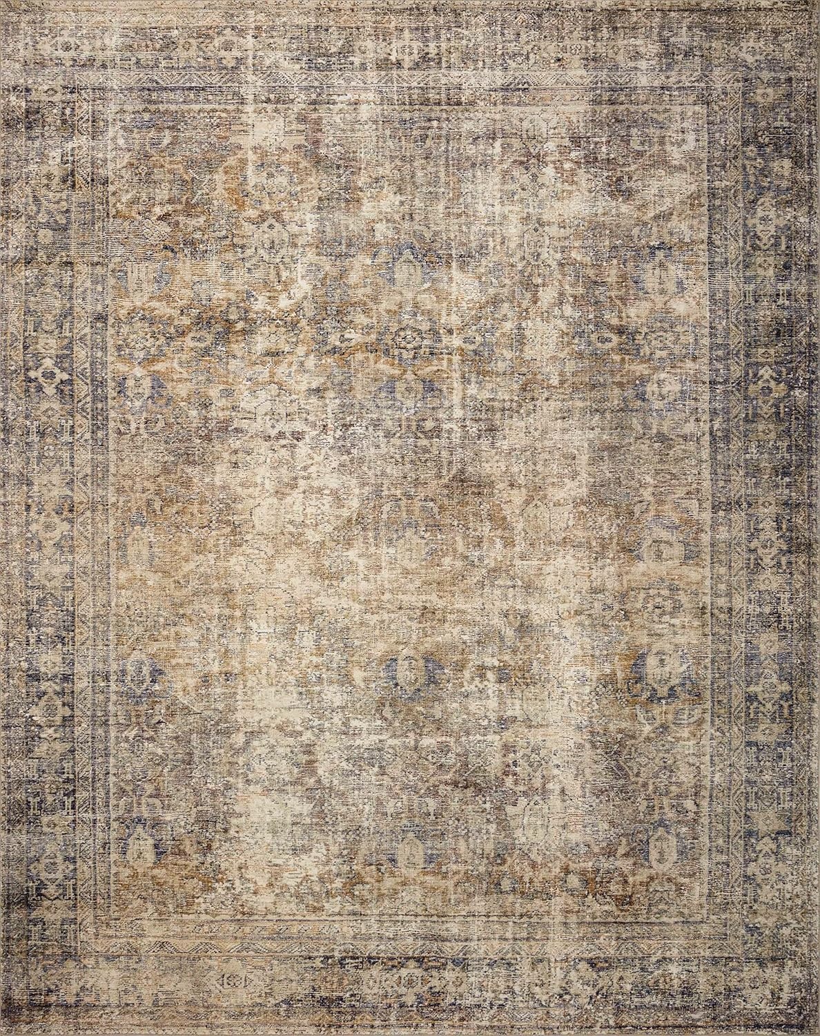 image:imageLoloi Amber Lewis Morgan Collection MOG03 DenimMulti 73 x 93 38 Thick Area Rug feat CloudPile Neutral Room Dcor Vintage Inspired Livingroom Bedroom Dining AreaSunset  Ink
