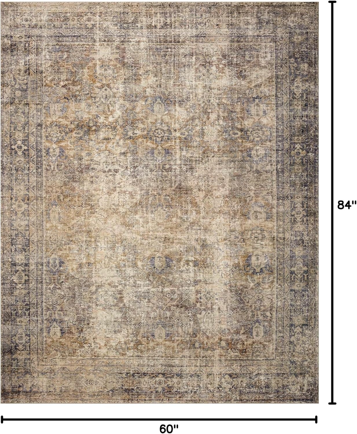 image:imageLoloi Amber Lewis Morgan Collection MOG03 DenimMulti 73 x 93 38 Thick Area Rug feat CloudPile Neutral Room Dcor Vintage Inspired Livingroom Bedroom Dining AreaSunset  Ink