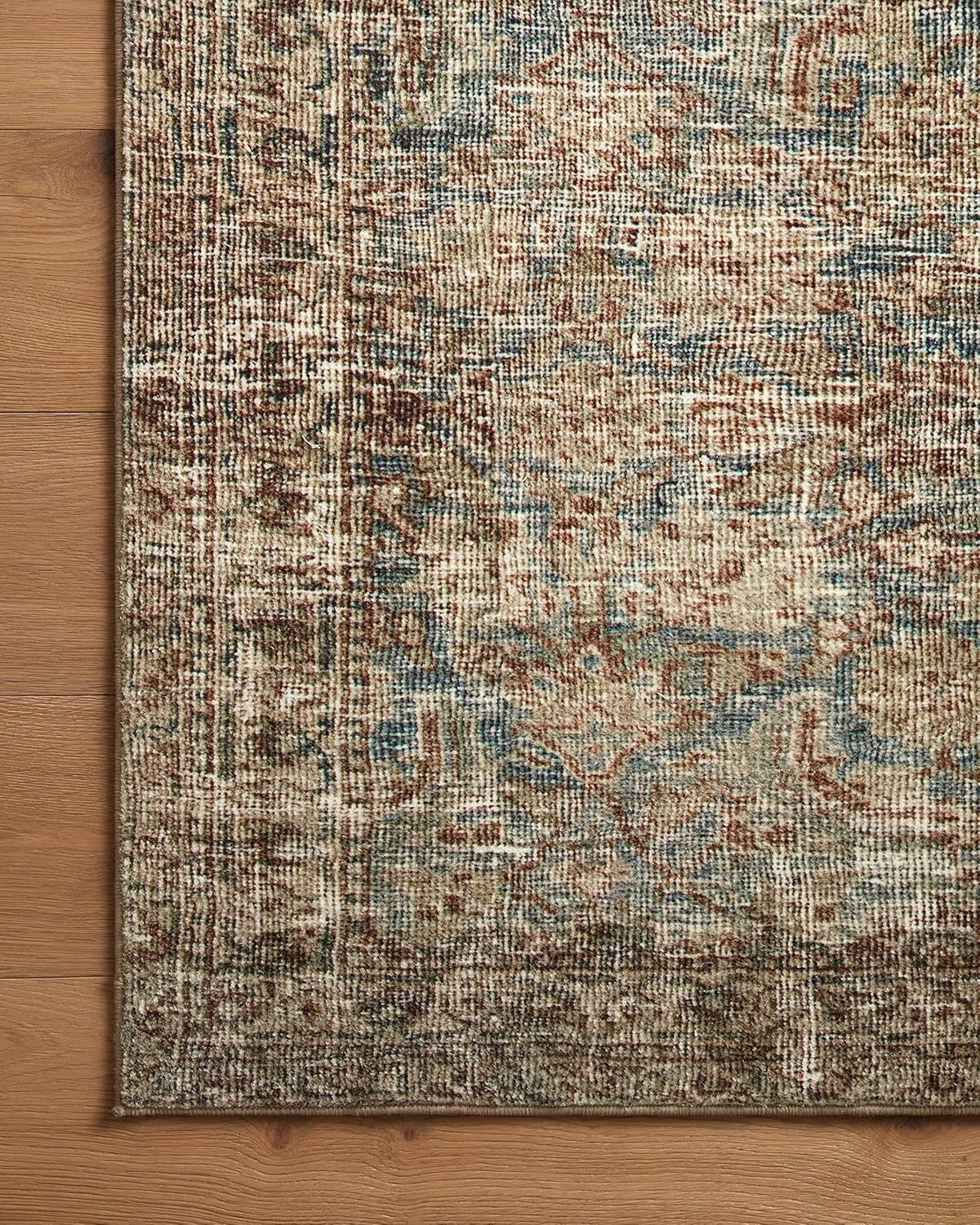 image:imageLoloi Amber Lewis Morgan Collection MOG03 DenimMulti 73 x 93 38 Thick Area Rug feat CloudPile Neutral Room Dcor Vintage Inspired Livingroom Bedroom Dining AreaSea  Sage