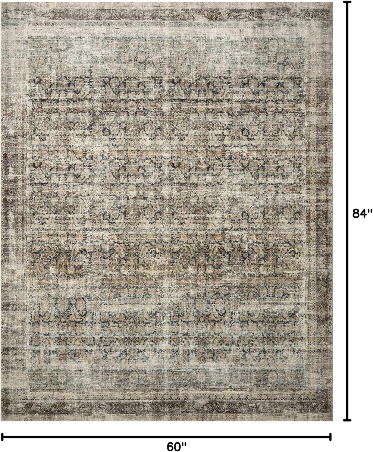 image:imageLoloi Amber Lewis Morgan Collection MOG03 DenimMulti 73 x 93 38 Thick Area Rug feat CloudPile Neutral Room Dcor Vintage Inspired Livingroom Bedroom Dining AreaNavy  Sand
