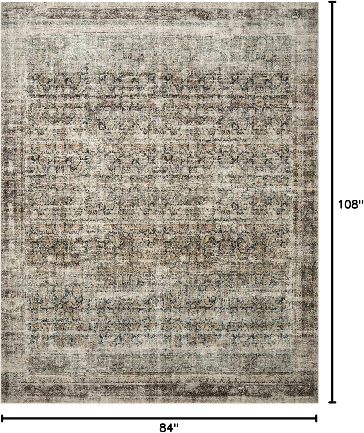 image:imageLoloi Amber Lewis Morgan Collection MOG03 DenimMulti 73 x 93 38 Thick Area Rug feat CloudPile Neutral Room Dcor Vintage Inspired Livingroom Bedroom Dining AreaNavy  Sand