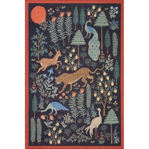 image:imageLoloi Rifle Paper Co Menagerie Black 76 x 96 Area RugBlack