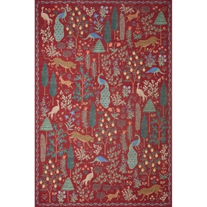 image:imageLoloi Rifle Paper Co Menagerie Black 76 x 96 Area RugCrimson