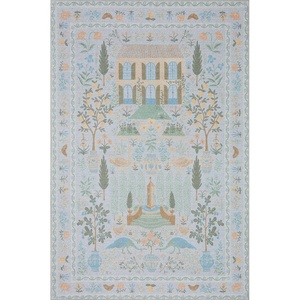 image:imageLoloi Rifle Paper Co Menagerie Black 76 x 96 Area RugLt Blue