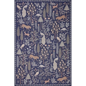 image:imageLoloi Rifle Paper Co Menagerie Black 76 x 96 Area RugNavy