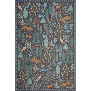 image:imageLoloi Rifle Paper Co Menagerie Black 76 x 96 Area Rug